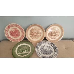 Set Of 5 Vintage Collectable Ceramic Plates